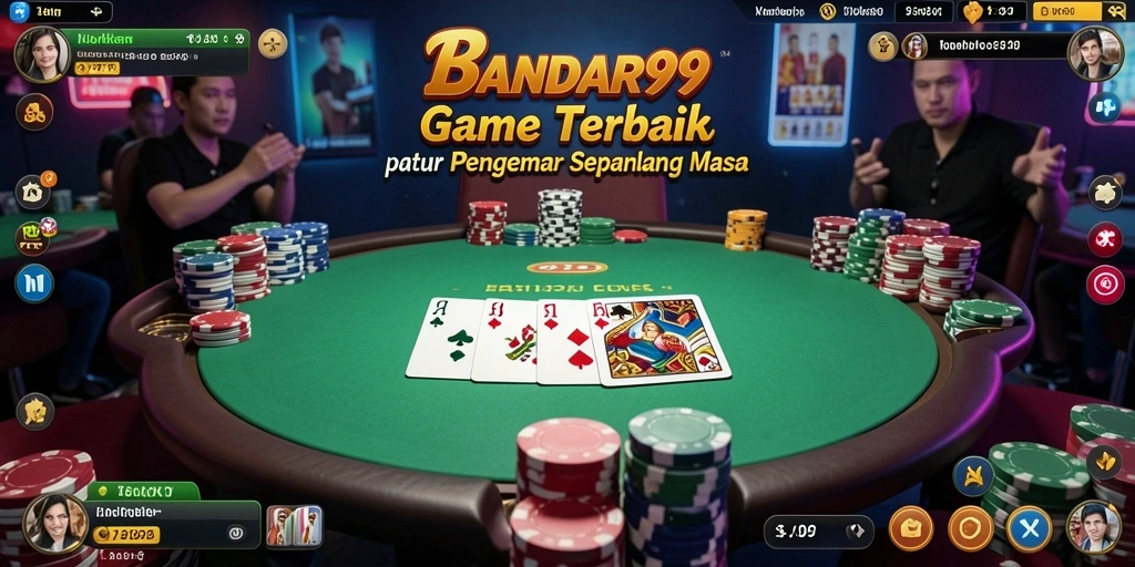Tampilan seru gameplay Poker di BANDAR99 yang menegangkan.