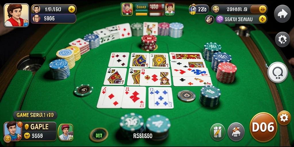 Tampilan gameplay menarik dari D06 saat bermain Gaple.