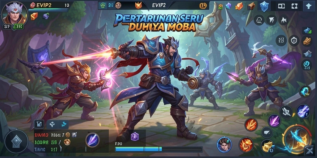 Tampilan gameplay seru EVIP2 dengan pertarungan tim yang strategis.