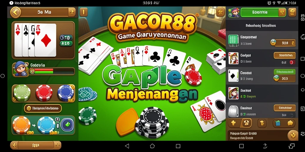 Tampilan gameplay GACOR88 dengan kartu Gaple yang menarik.
