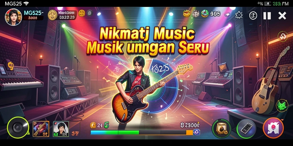 Screenshot gameplay MG525 menampilkan pengguna yang asyik bermain musik.