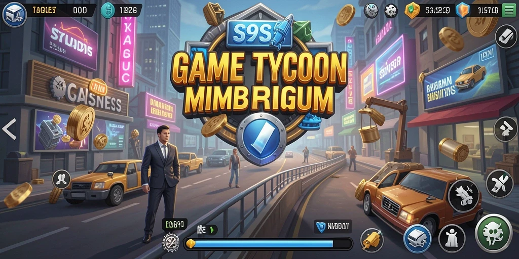 Tampilan gameplay S9S9 dengan fitur manajemen bisnis yang menarik.