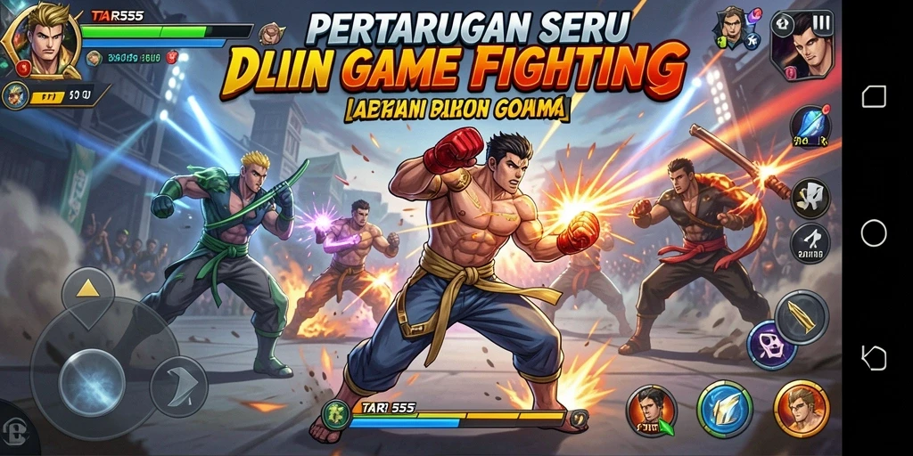 Screenshot TAR555 menampilkan pertarungan dinamis dan karakter yang mengesankan.